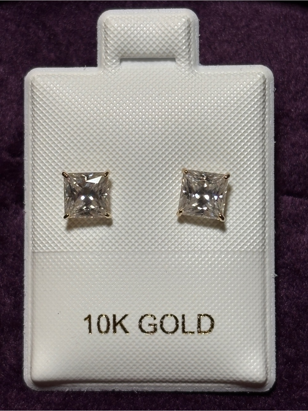 10k Real Gold 1.2ct. VVS1 Moissanite Princess-Cut Stud Earrings - Picture 15 of 17
